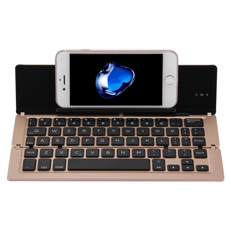 Stornfield | F18 Ultra-slim Rechargeable Wireless Bluetooth Keyboard 58 Keys with Stand (Gold)