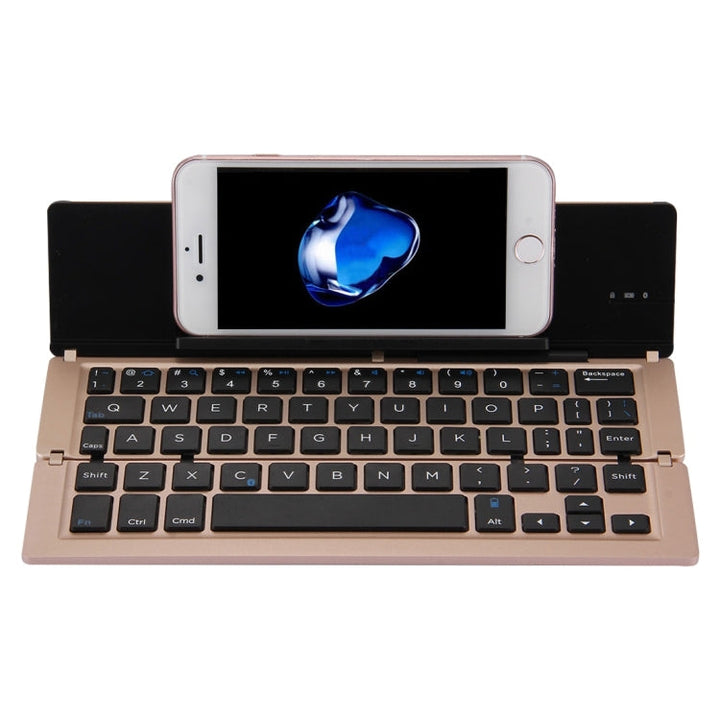 Stornfield | F18 Ultra-slim Rechargeable Wireless Bluetooth Keyboard 58 Keys with Stand (Gold)