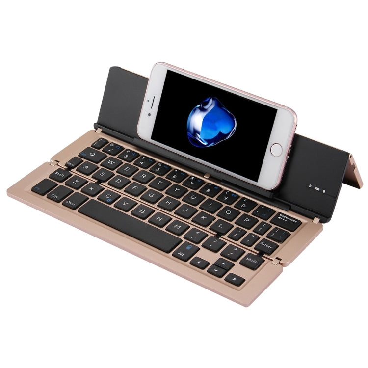 Stornfield | F18 Ultra-slim Rechargeable Wireless Bluetooth Keyboard 58 Keys with Stand (Gold)