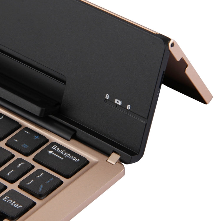 Stornfield | F18 Ultra-slim Rechargeable Wireless Bluetooth Keyboard 58 Keys with Stand (Gold)