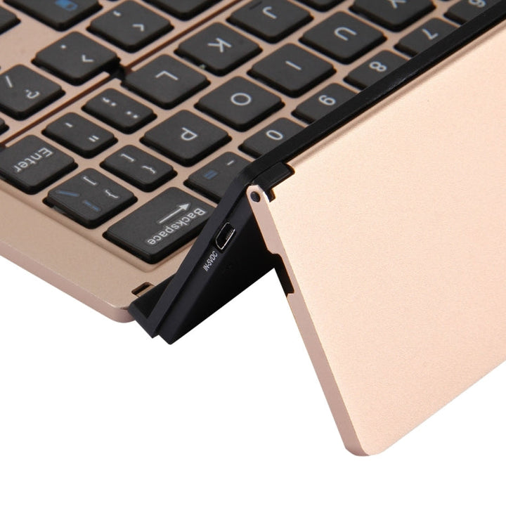 Stornfield | F18 Ultra-slim Rechargeable Wireless Bluetooth Keyboard 58 Keys with Stand (Gold)
