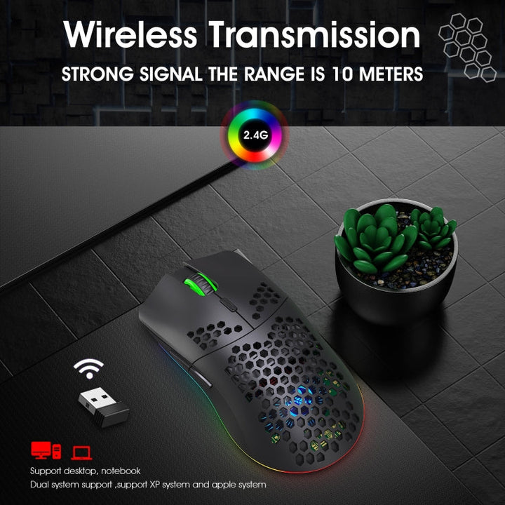 Stornfield | HXSJ T66 7 Button Wireless Programmable Gaming Mouse with Colorful Backlight (White)