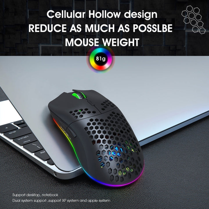 Stornfield | HXSJ T66 7 Button Wireless Programmable Gaming Mouse with Colorful Backlight (White)