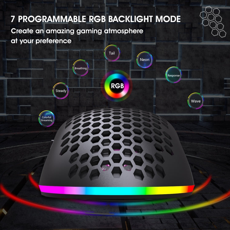 Stornfield | HXSJ T66 7 Button Wireless Programmable Gaming Mouse with Colorful Backlight (White)
