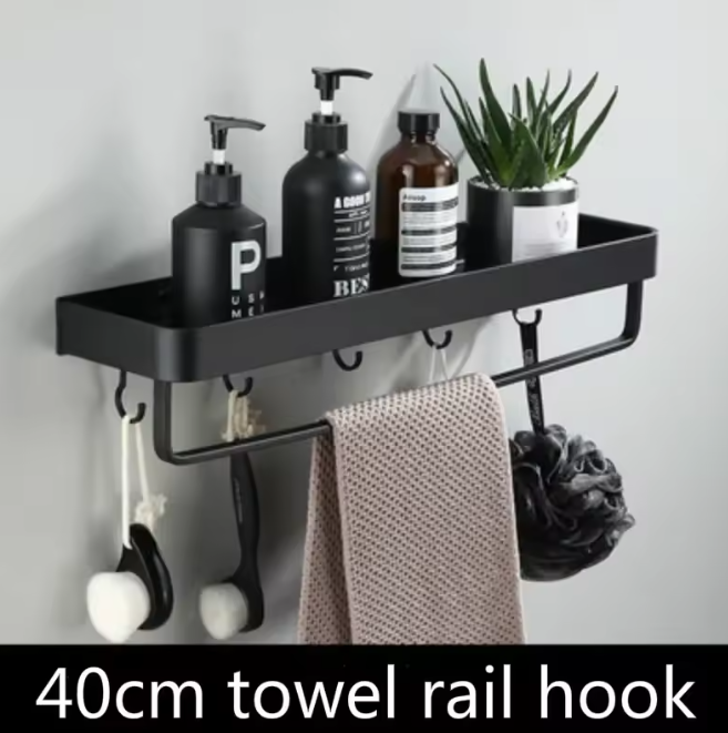 Kellan Wall-mounted Bathroom Shelf Black | Stornfield