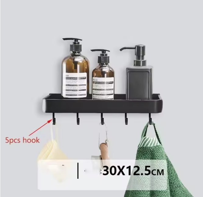 Kellan Wall-mounted Bathroom Shelf Black | Stornfield