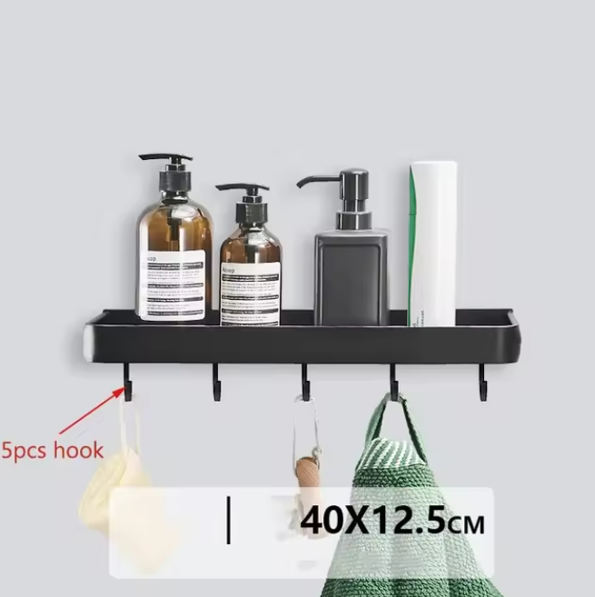 Kellan Wall-mounted Bathroom Shelf Black | Stornfield