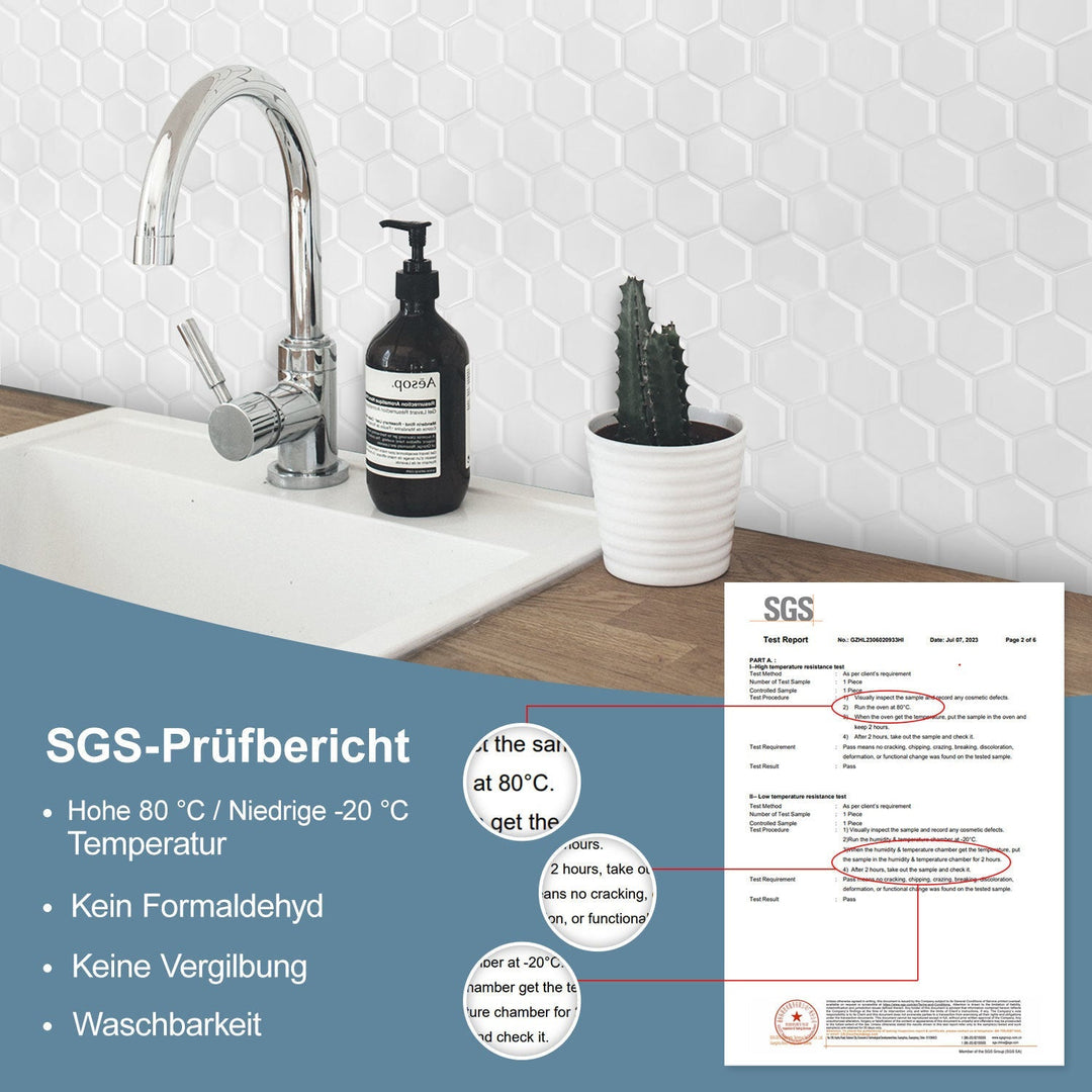Self-adhesive tiles 10-piece set hexagon | Stornfield