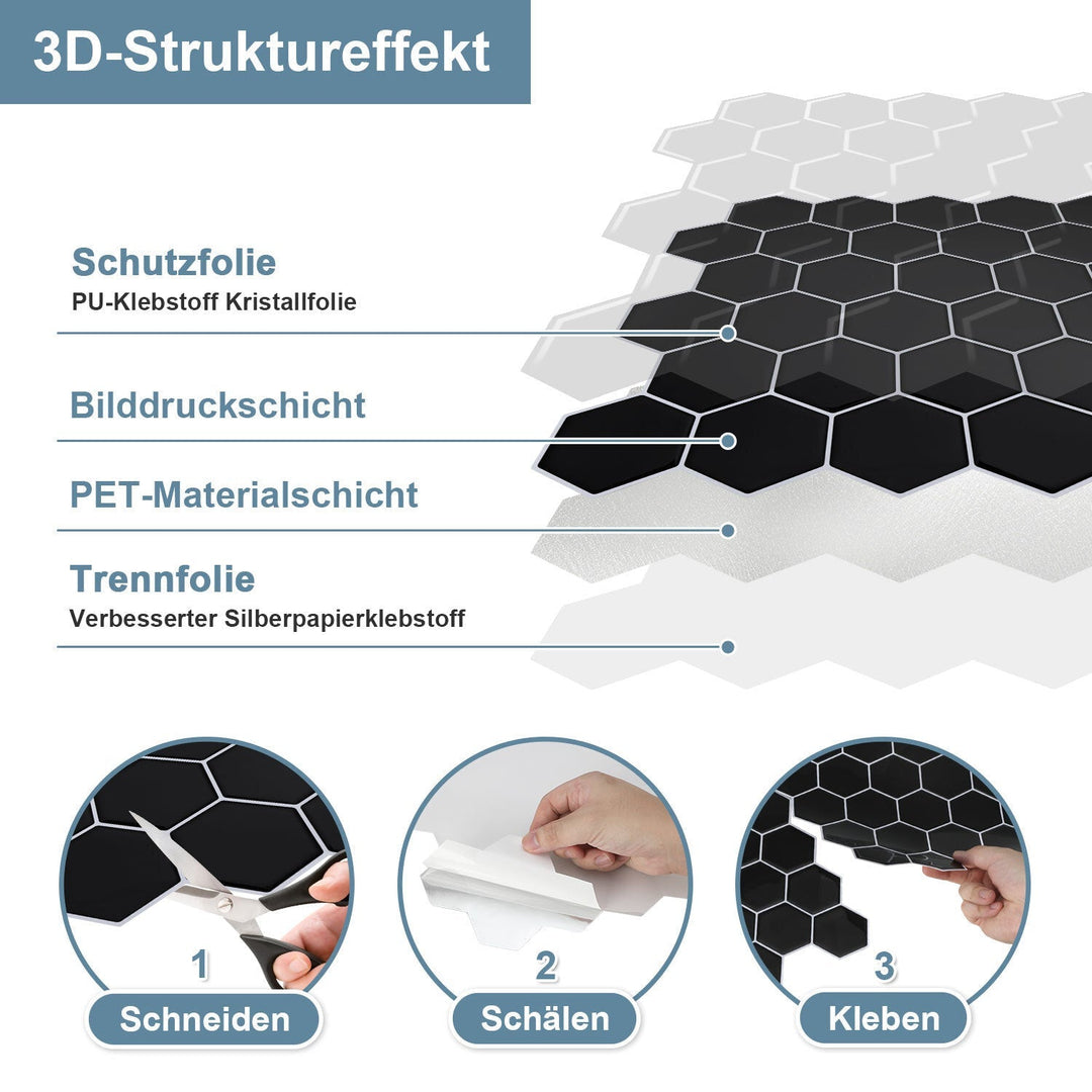 Self-adhesive tiles 10-piece set hexagon | Stornfield
