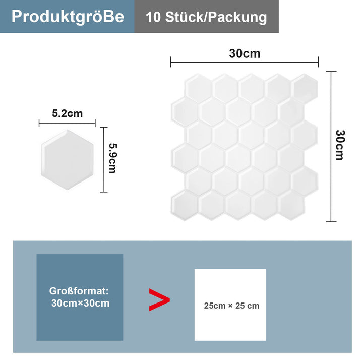 Self-adhesive tiles 10-piece set hexagon | Stornfield