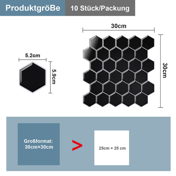 Self-adhesive tiles 10-piece set hexagon | Stornfield