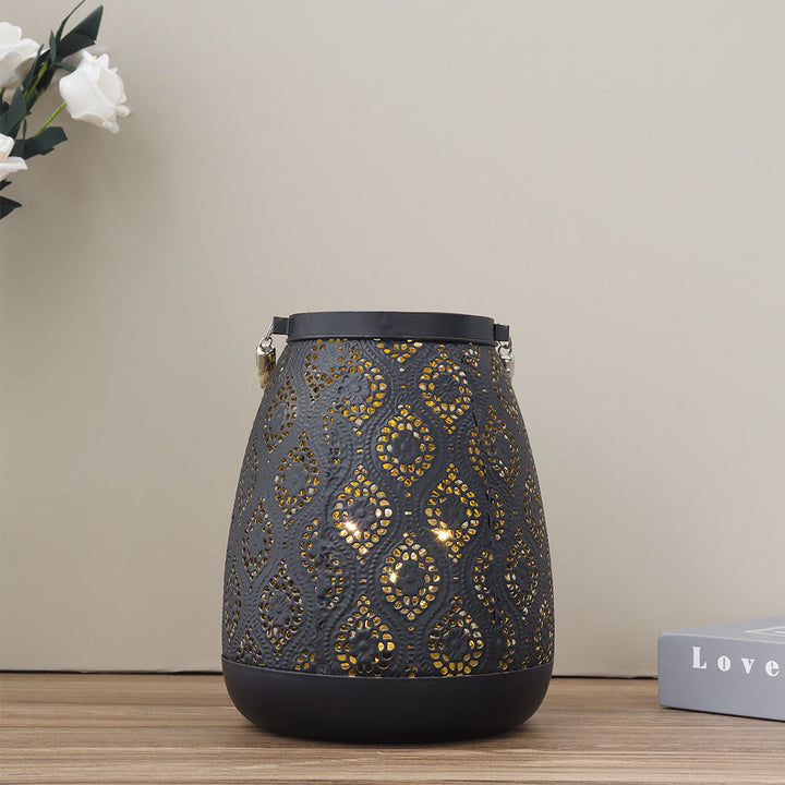 Stornfield | Moroccan Style Black Metal Battery-Powered Table Lamp - Cordless Lamp