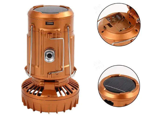 Camping Lantern with Fan & Power Bank | Solar & Rechargeable LED Light | Portable Outdoor Gear | Stornfield