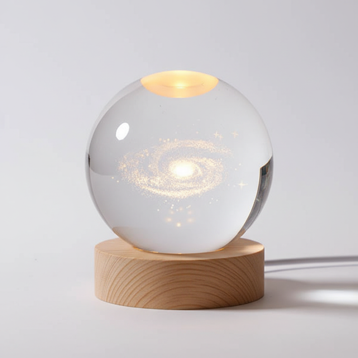 AstroGlobe 3D Lamp – Spherical Wooden Table Lamp with Warm LED Light and Planet Design | Stornfield
