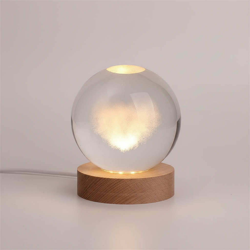 AstroGlobe 3D Lamp – Spherical Wooden Table Lamp with Warm LED Light and Planet Design | Stornfield