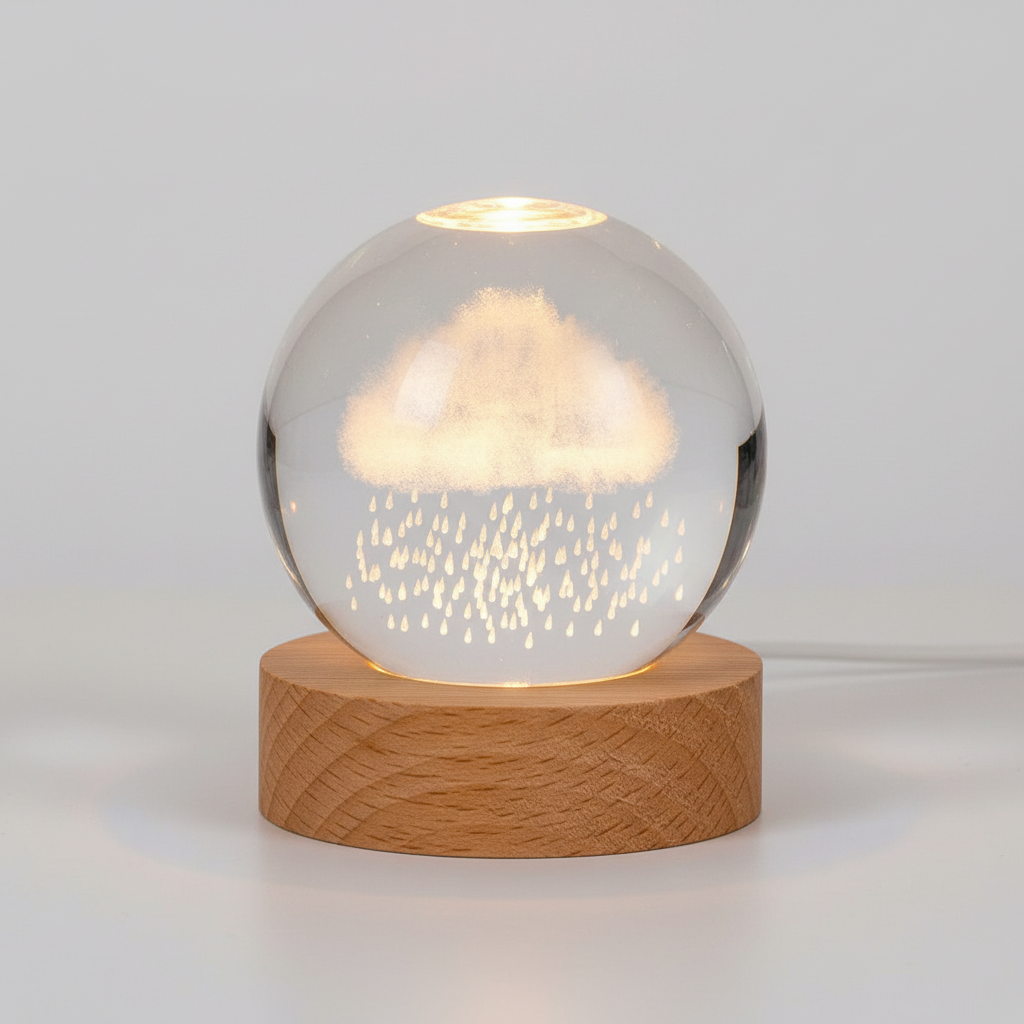 AstroGlobe 3D Lamp – Spherical Wooden Table Lamp with Warm LED Light and Planet Design | Stornfield