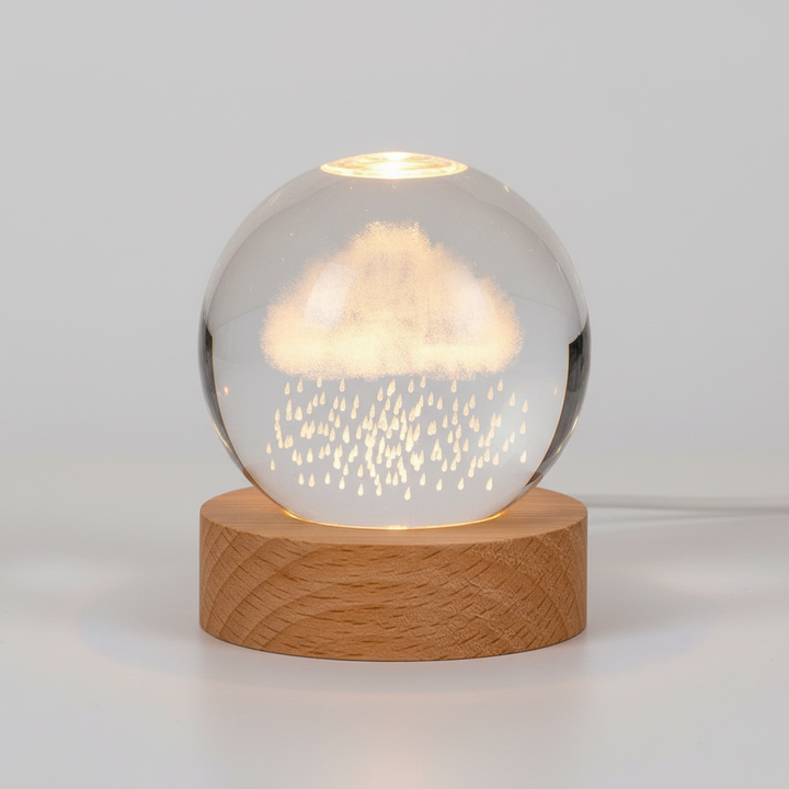AstroGlobe 3D Lamp – Spherical Wooden Table Lamp with Warm LED Light and Planet Design | Stornfield