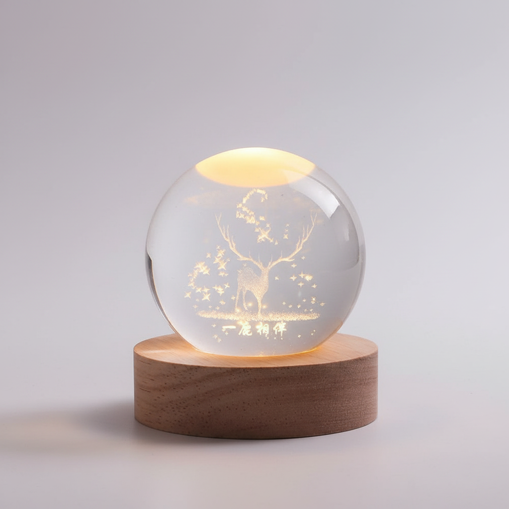 AstroGlobe 3D Lamp – Spherical Wooden Table Lamp with Warm LED Light and Planet Design | Stornfield