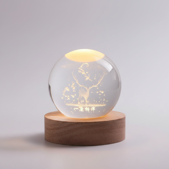 AstroGlobe 3D Lamp – Spherical Wooden Table Lamp with Warm LED Light and Planet Design | Stornfield