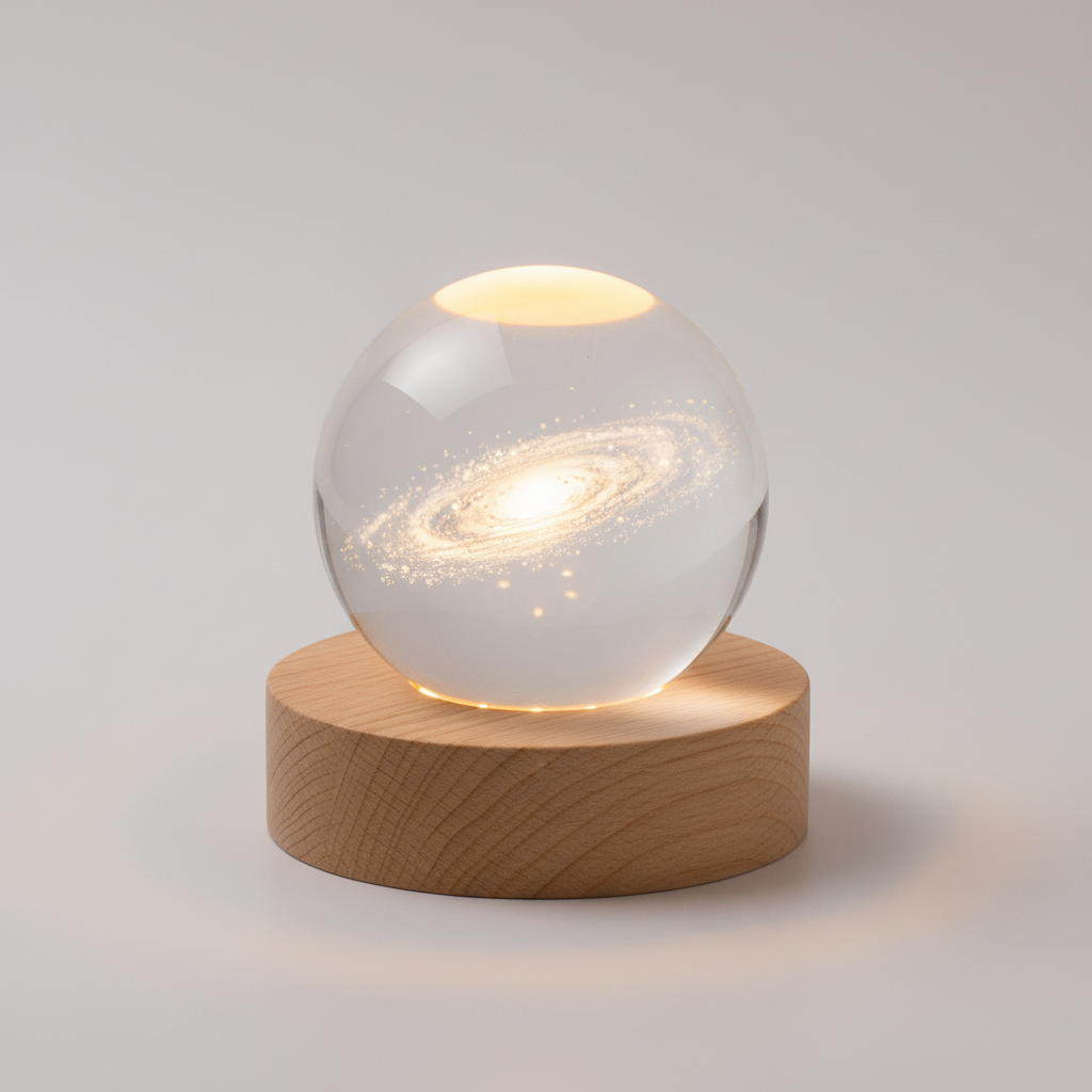 AstroGlobe 3D Lamp – Spherical Wooden Table Lamp with Warm LED Light and Planet Design | Stornfield