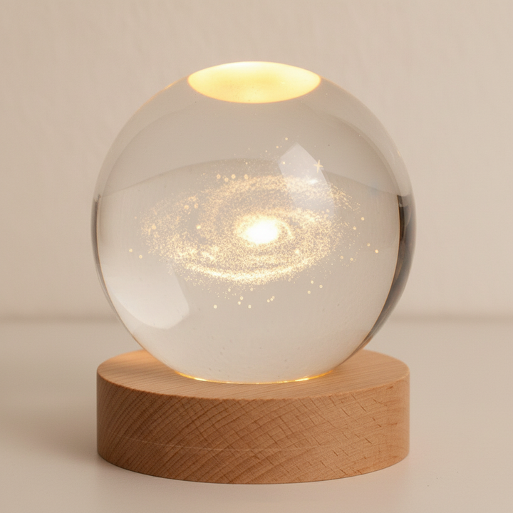 AstroGlobe 3D Lamp – Spherical Wooden Table Lamp with Warm LED Light and Planet Design | Stornfield