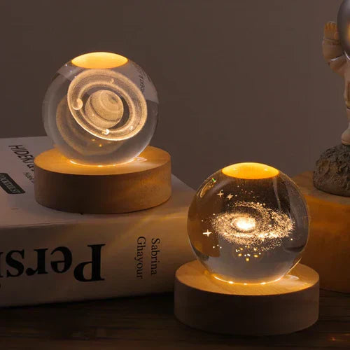 AstroGlobe 3D Lamp – Spherical Wooden Table Lamp with Warm LED Light and Planet Design | Stornfield