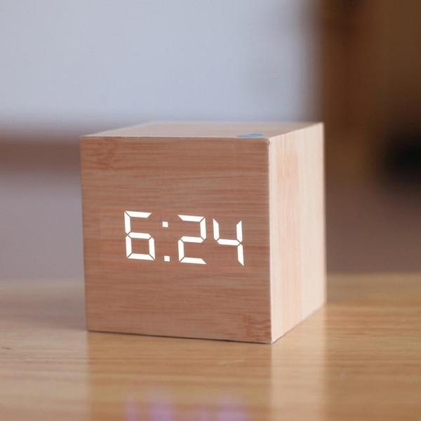 LED Wooden Cube Alarm Clock | Stornfield