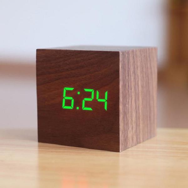 LED Wooden Cube Alarm Clock | Stornfield