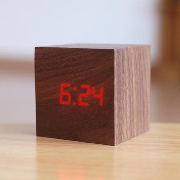 LED Wooden Cube Alarm Clock | Stornfield