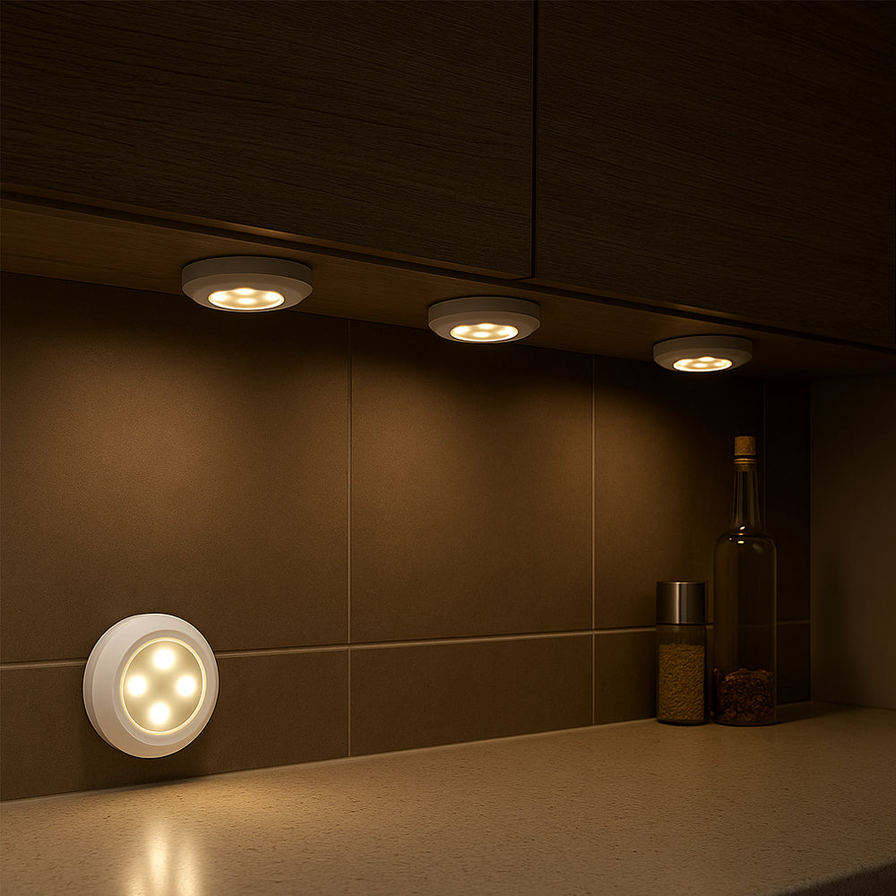 LED Spot (round) 3 pcs. incl. remote control | Stornfield