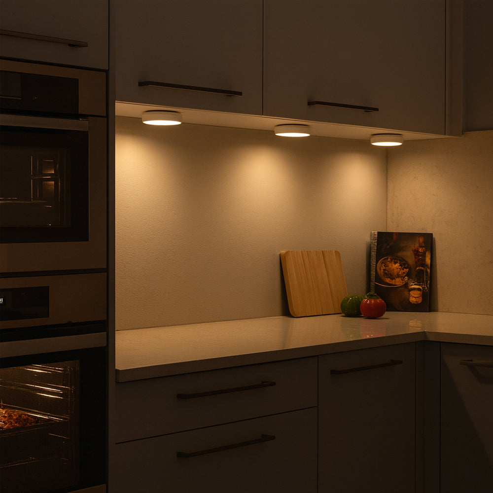 LED Spot (round) 3 pcs. incl. remote control | Stornfield