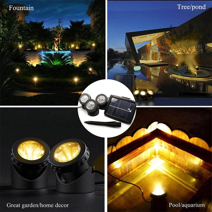Stornfield | Two Waterproof Outdoor Solar LED Underwater Floodlight Projector Heads