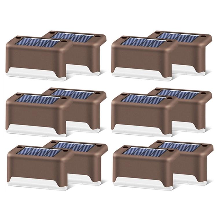 Stornfield | 12 PCS IP65 Waterproof Solar LED Outdoor Step Light, Garden Lamp, Warm White Light (Brown)