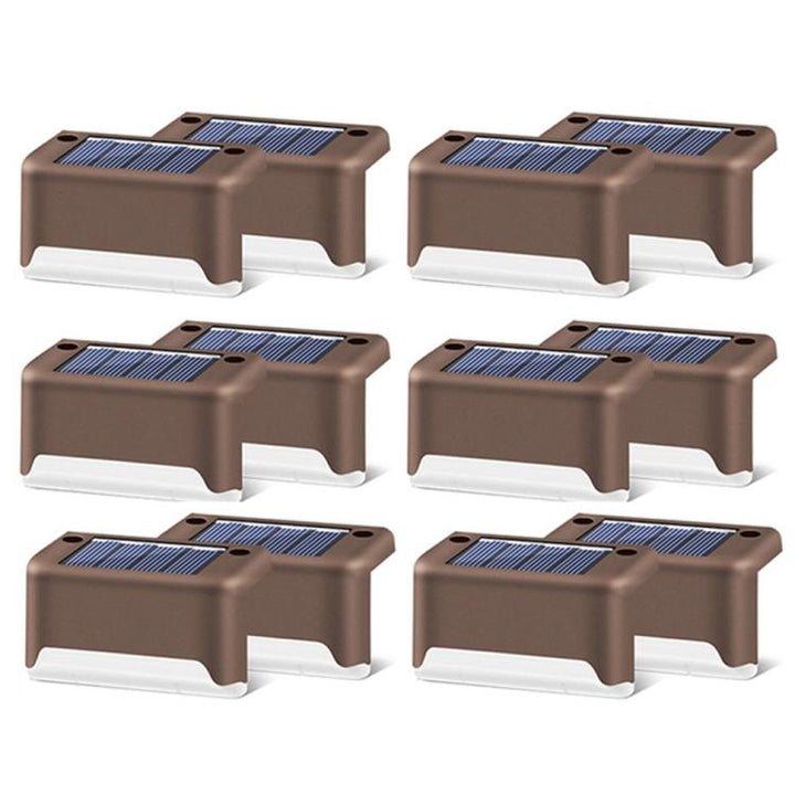 Stornfield | 12 PCS IP65 Waterproof Solar LED Outdoor Step Light, Garden Lamp, Warm White Light (Brown)