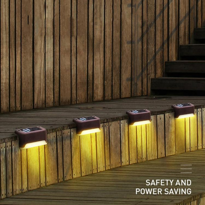 Stornfield | 12 PCS IP65 Waterproof Solar LED Outdoor Step Light, Garden Lamp, Warm White Light (Brown)