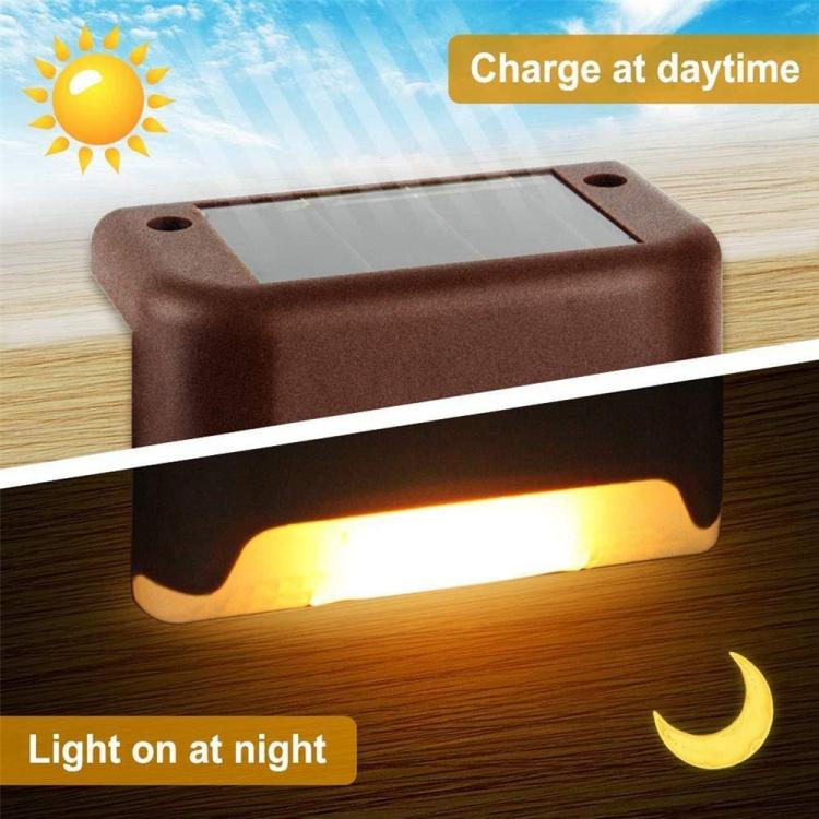 Stornfield | 12 PCS IP65 Waterproof Solar LED Outdoor Step Light, Garden Lamp, Warm White Light (Brown)