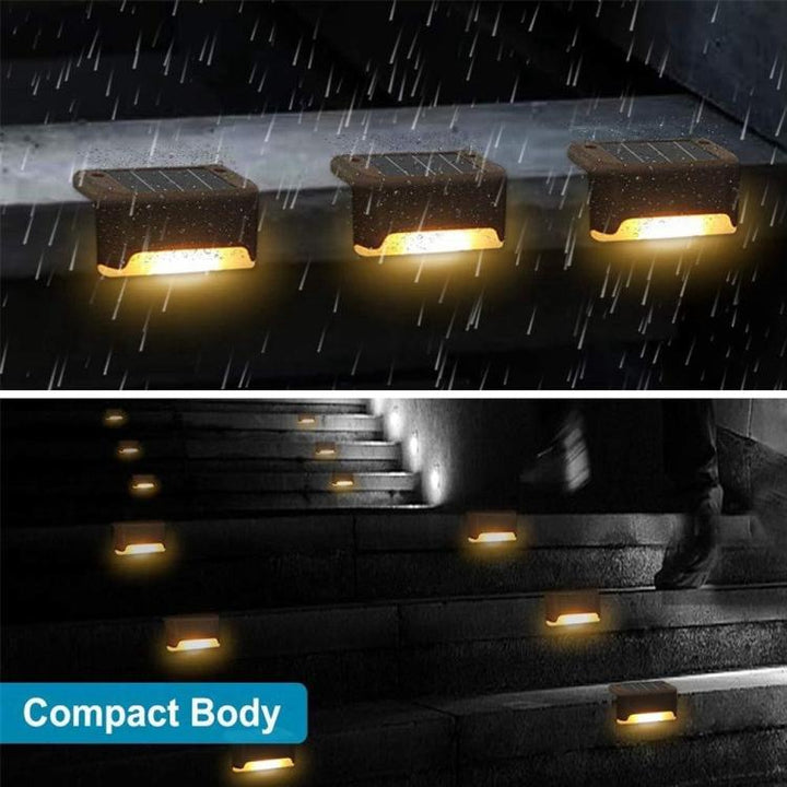 Stornfield | 12 PCS IP65 Waterproof Solar LED Outdoor Step Light, Garden Lamp, Warm White Light (Brown)