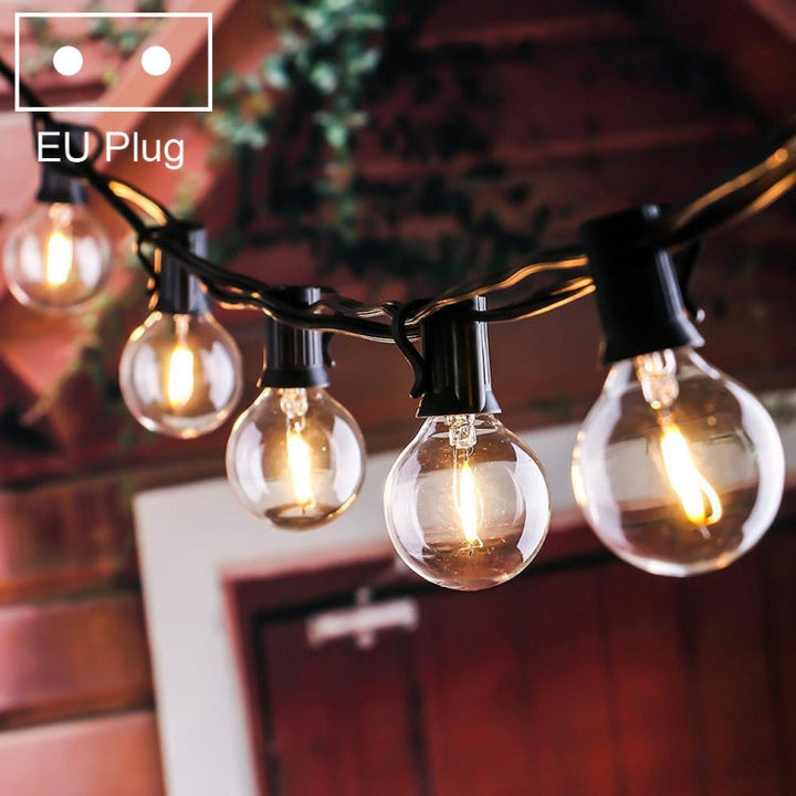 Stornfield | G40-EU-25 G40 7.6m 175W E12 IP44 Waterproof Retro Filament String Lights, 25 LED Bulbs Decorative Lamp for Garden, Building, Bar, Party, Wedding, AC 220V, EU Plug (Warm White)