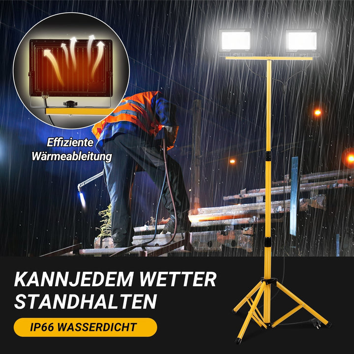 LED Construction Spotlight 2 x 50W/100W/200W with Tripod Adjustable | Stornfield