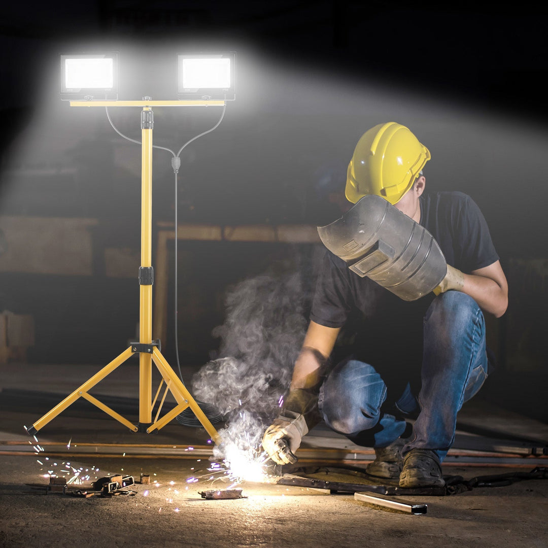 LED Construction Spotlight 2 x 50W/100W/200W with Tripod Adjustable | Stornfield