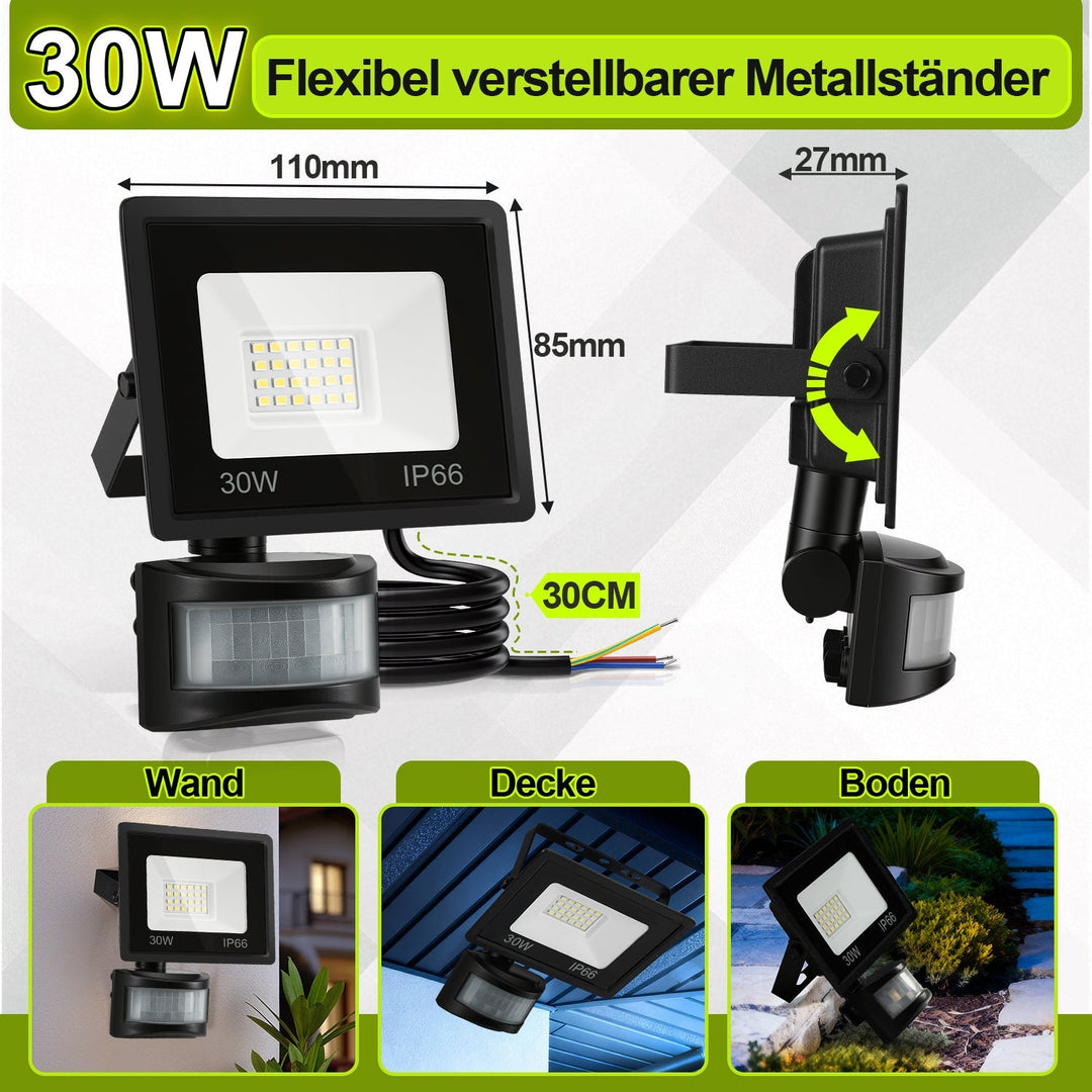 LED Floodlight with Motion Sensor Cool White 10W-100W (no plug) | Stornfield