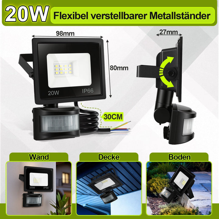 LED Floodlight with Motion Sensor Cool White 10W-100W (no plug) | Stornfield
