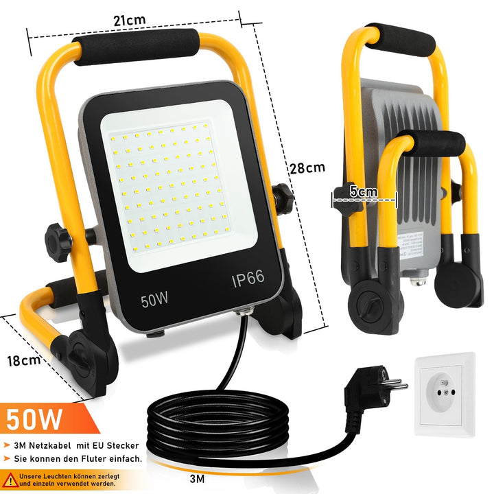 LED construction spotlight 50W-200W cool white IP66 | Stornfield