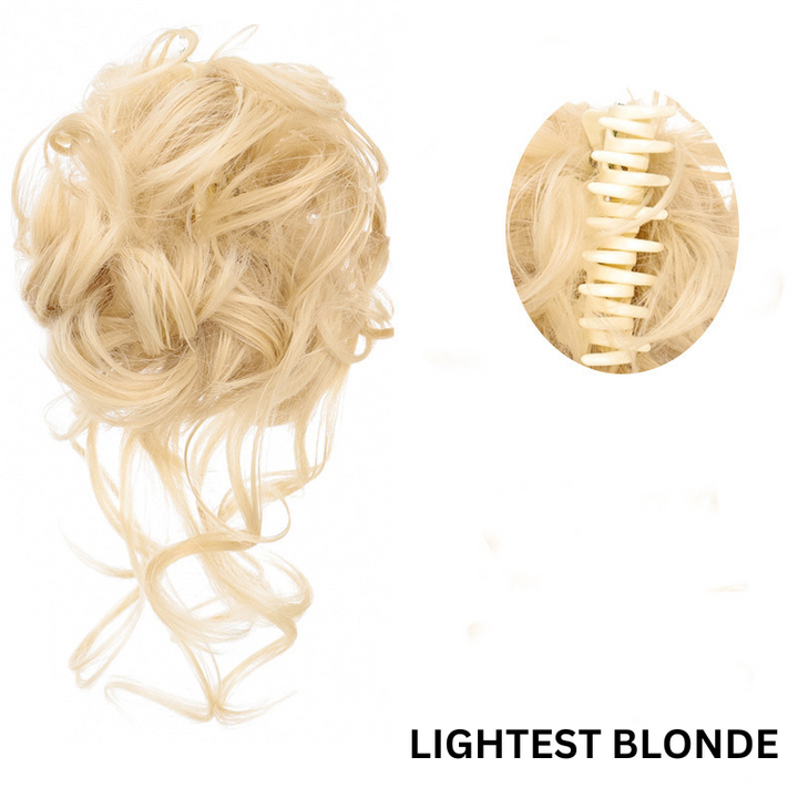 Messy Bun Hair Wavy Curly with Claw Clip Super Natural Look Stornfield