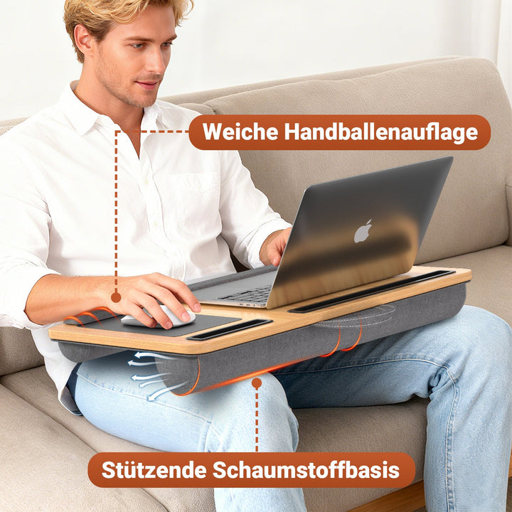 Laptop cushion ergonomic laptop table with wrist rest & padded | Stornfield