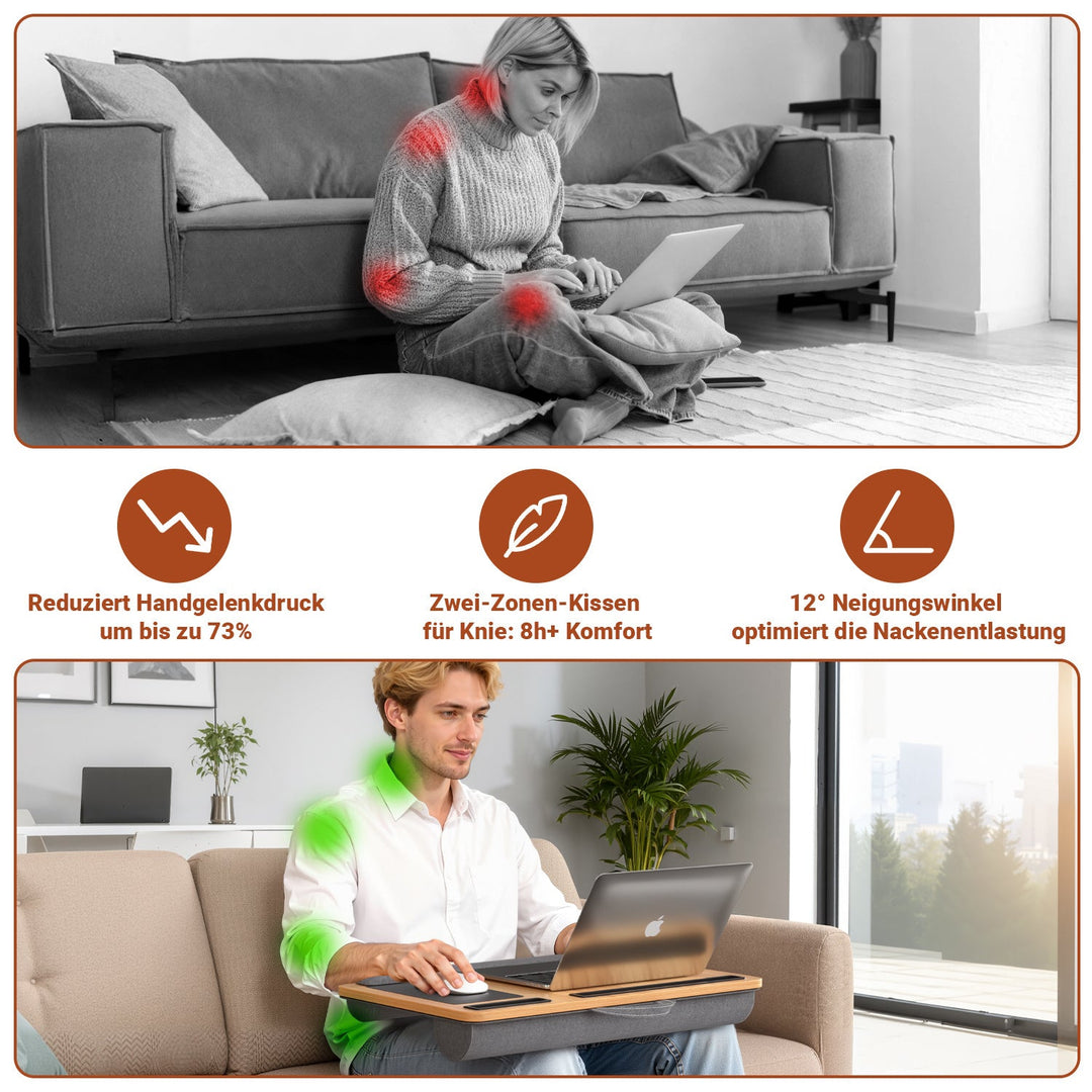 Laptop cushion ergonomic laptop table with wrist rest & padded | Stornfield
