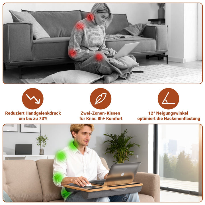 Laptop cushion ergonomic laptop table with wrist rest & padded | Stornfield