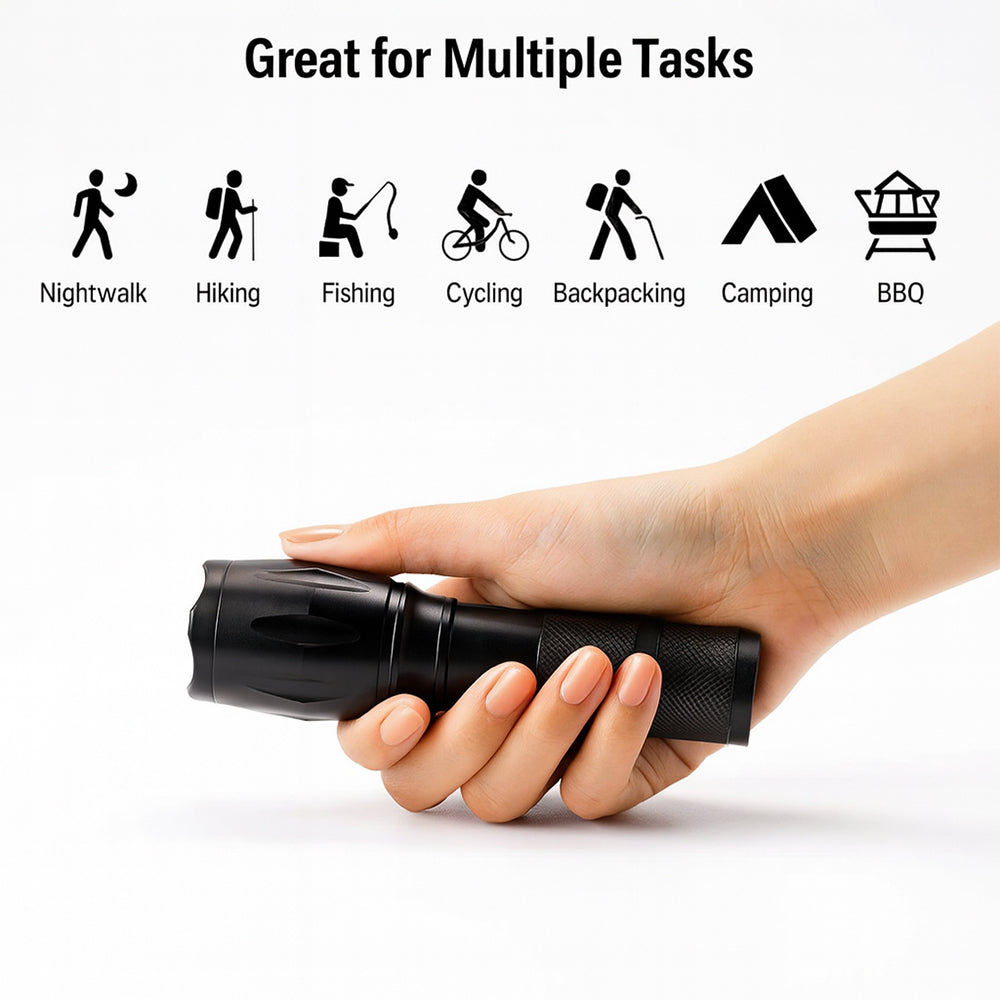 Taclight LED Zoom Flashlight (waterproof and shockproof) w/5 functions | Stornfield