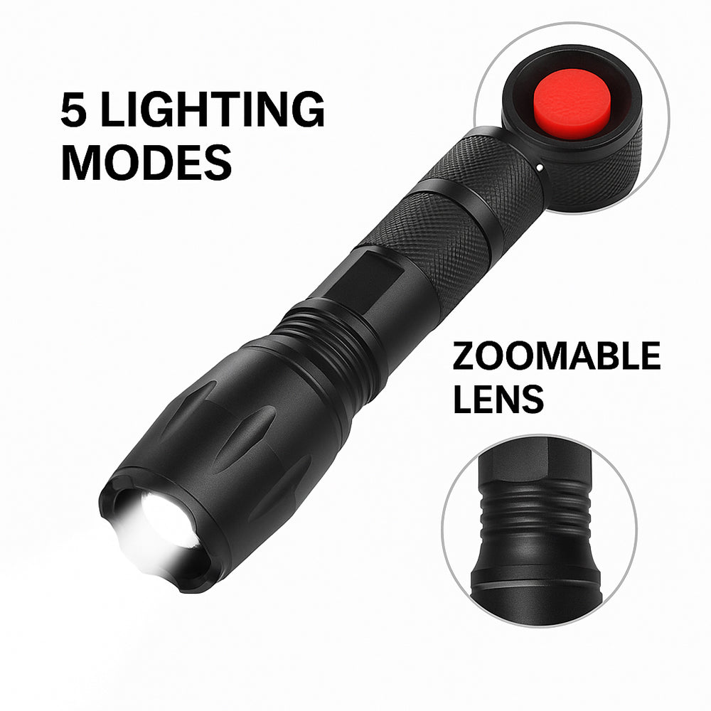 Taclight LED Zoom Flashlight (waterproof and shockproof) w/5 functions | Stornfield