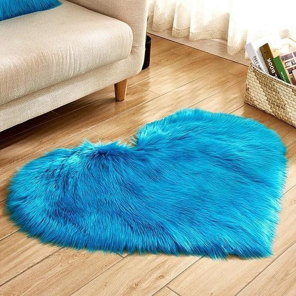 Love Heart Shaped Faux Sheepskin Fur Rug | Stornfield